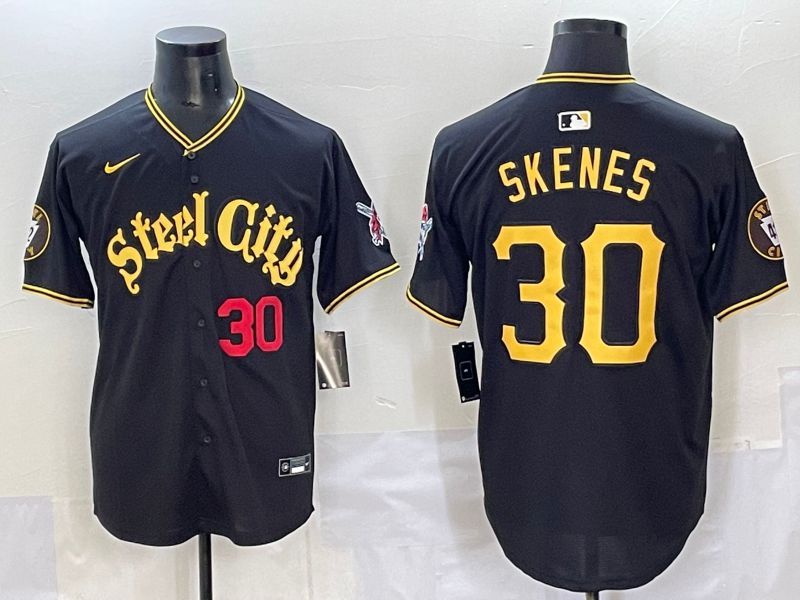 Men 2025 Pittsburgh Pirates #30 Skenes Black Game Nike MLB Jersey style 7154
